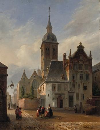 unknow artist Sur la place ensoleillee de l eglise oil painting image